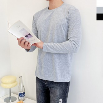 DGI1820 เสื้อยืดผ้าฝ้ายแขนยาวทรงพื้นฐานสำหรับผู้ชาย