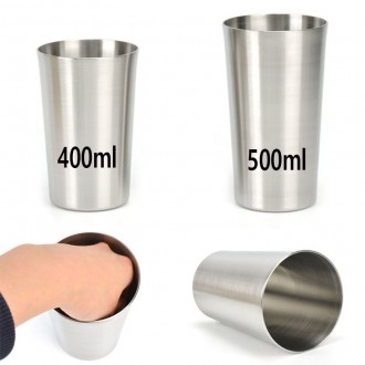 ปากกว้าง ถ้วยเบียร์สแตนเลส แก้วน้ำ ถ้วยน้ำ 400ml 500ml 1p