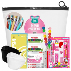 ชุดของขวัญสำหรับเด็ก Onnuri ชุดเครื่องเขียน 9 ชิ้น ที่คั่นหนังสือตัวอักษร ปากกาลูกลื่น ดินสอหลากสี หน้ากาก KF94 กระดาษทิชชู่ฆ่าเชื้อมือ กระดาษเปียก