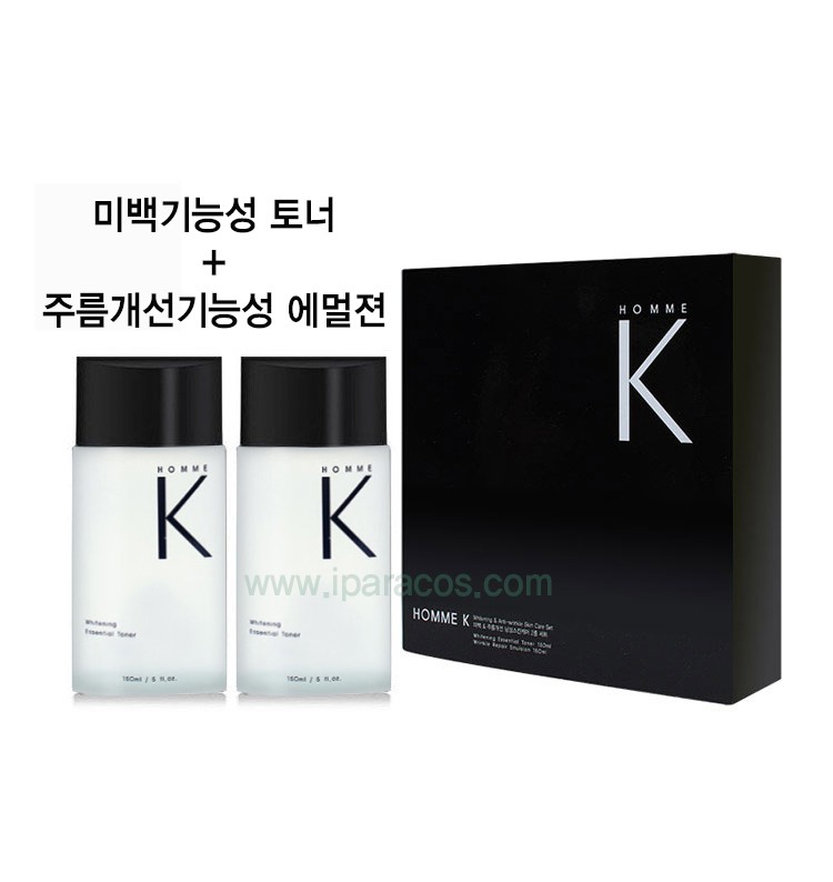 สินค้าใหม่ [Homme K] เซ็ต 2 ชิ้นสำหรับผู้ชาย/ไวท์เทนนิ่งโทนเนอร์/อิมัลชั่นลดเลือนริ้วรอย