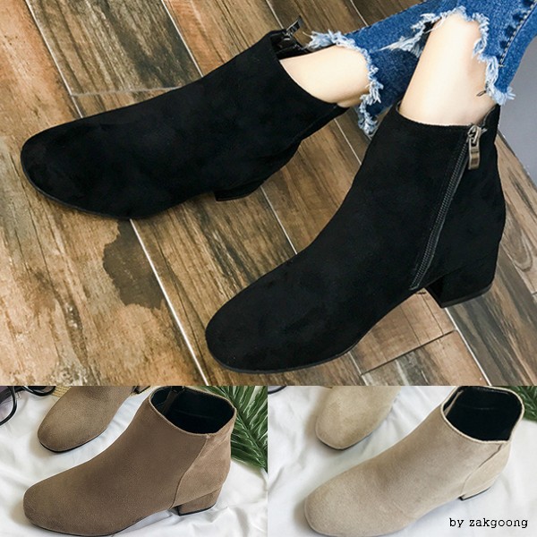 [รองเท้าขายส่ง] Women's Walker รองเท้าบูทหุ้มข้อผู้หญิง Booty Heel Chelsea MK619